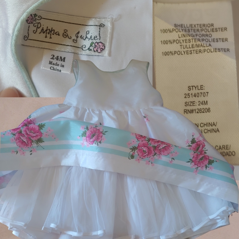 Toddler Rose Print Spring Dress - Picture 4 of 5